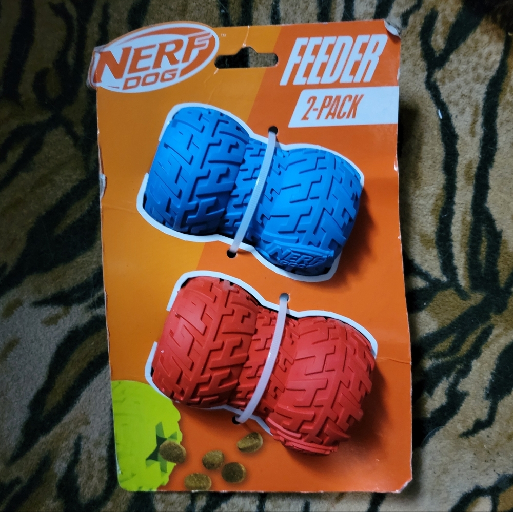 Nerf Dog Feeder 2-Pack Red and Blue Ea.